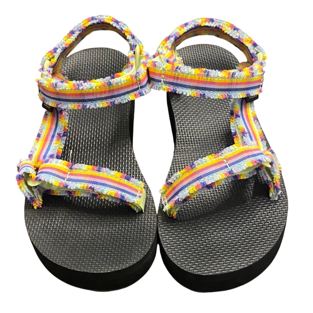 Teva Midform Universal Fray Rainbow Stripe Platform Sandals Women’s 8 EU 39
